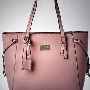 Surell Pink Tote with Adjustable Handles and Saffiano Texture